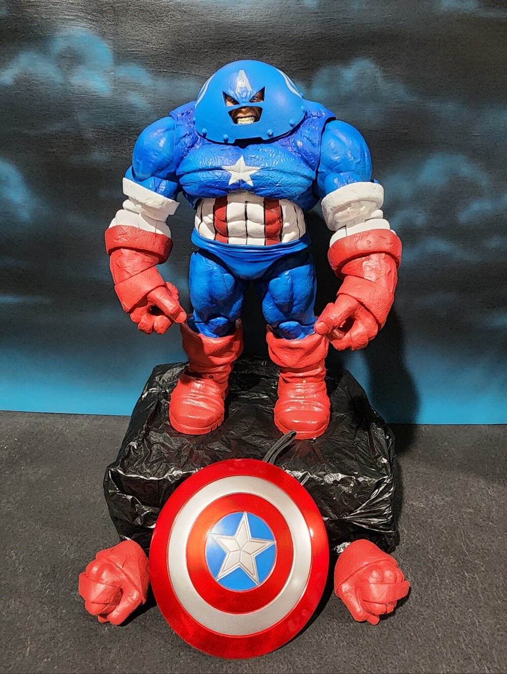 RARE Marvel Custom Captain America Juggernaut Action Figure with Shield & Hands